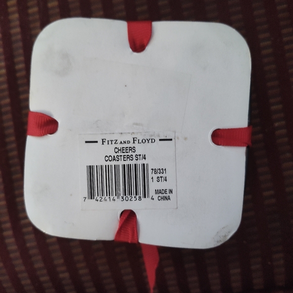 Fitz and Floyd cheers coasters set of four NWT - Picture 3 of 3